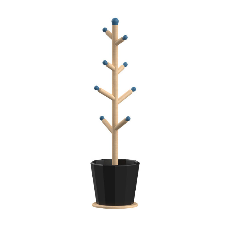 Contemporary Creative Solid Beech Wood Kids Coat Rack - Adjustable Height Children’s Floor Standing Clothes &amp; Backpack Organizer Hall Tree For Bedroom