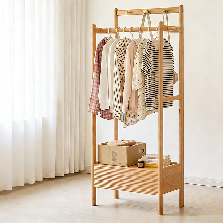 Traditioneller japanischer Kleiderschrank aus Massivholz und Sperrholz in rechteckiger Form mit Schublade für das Schlafzimmer 