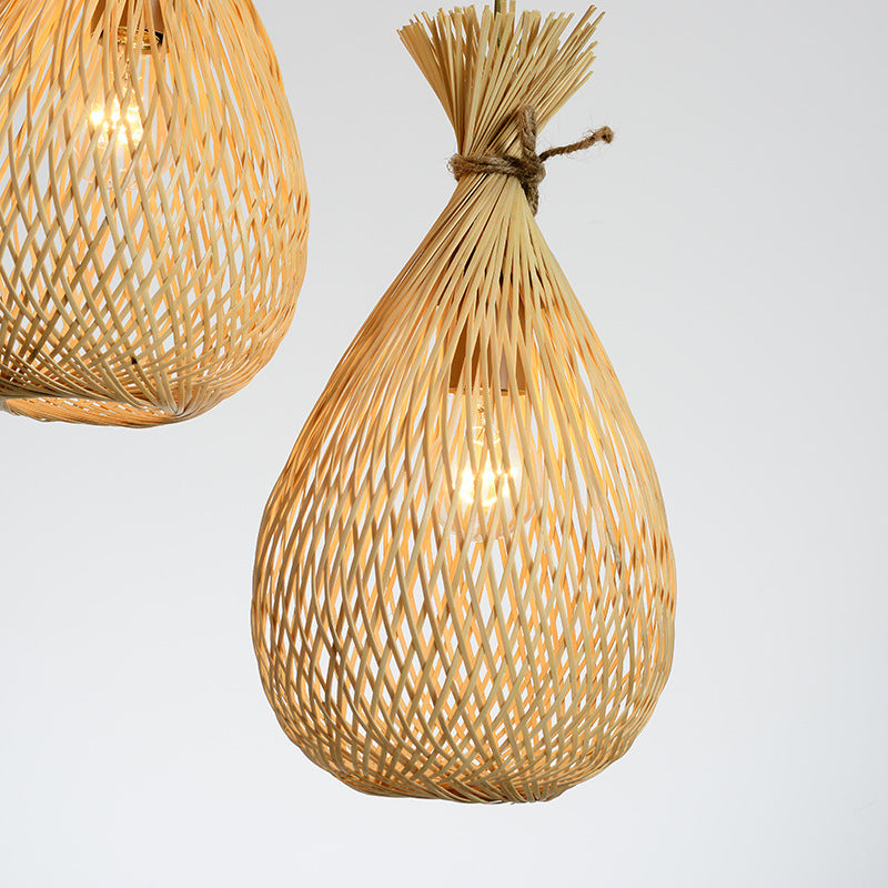 Sac chanceux en tissage de bambou japonais traditionnel 1/3/5 - Lustre léger pour salle à manger 