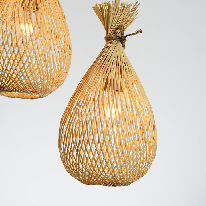 Sac chanceux en tissage de bambou japonais traditionnel 1/3/5 - Lustre léger pour salle à manger 