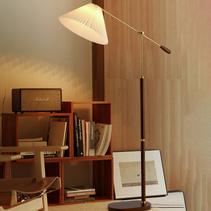 Traditional Japanese Umbrella Fabric Ash Iron 1 - Light Standing Floor Lamp For Living Room