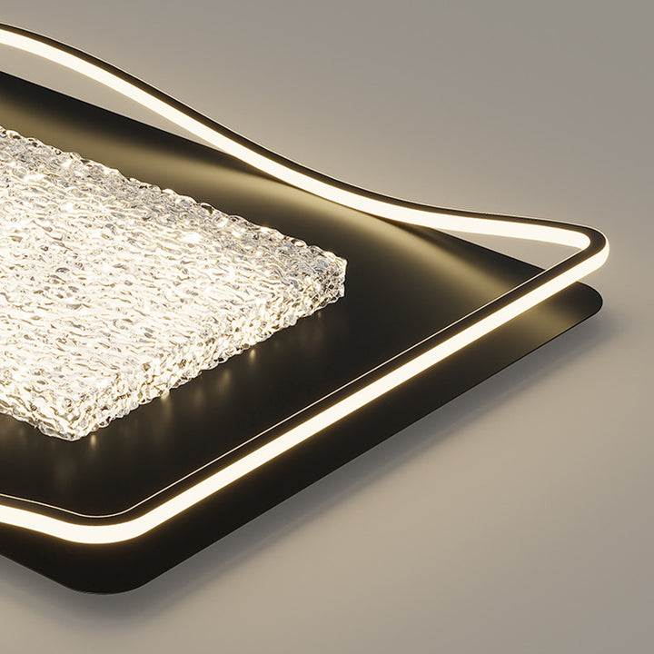 Modern Luxury Iron Aluminum Alloy Acrylic Resin Square Rectangular LED Flush Mount Ceiling Light For Living Room Bedroom