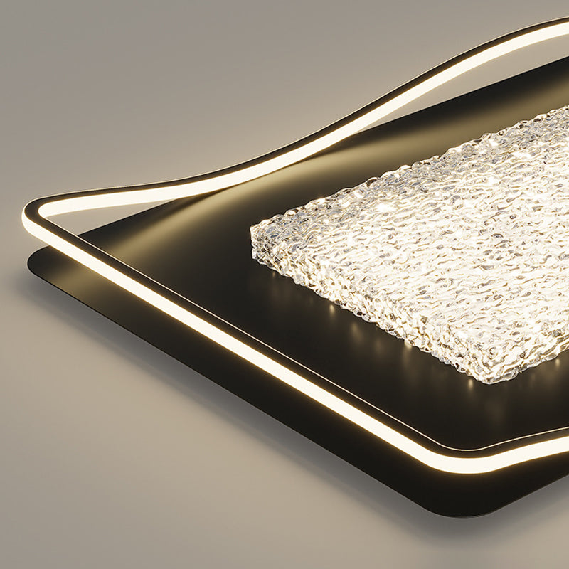 Modern Luxury Iron Aluminum Alloy Acrylic Resin Square Rectangular LED Flush Mount Ceiling Light For Living Room Bedroom