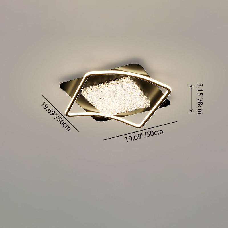 Modern Luxury Iron Aluminum Alloy Acrylic Resin Square Rectangular LED Flush Mount Ceiling Light For Living Room Bedroom