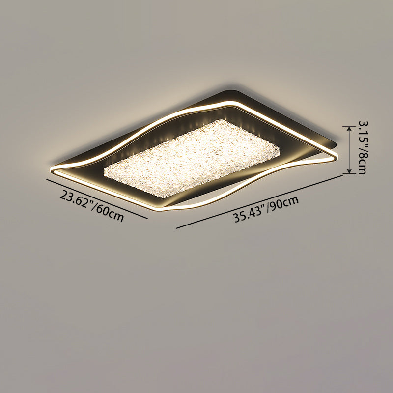 Modern Luxury Iron Aluminum Alloy Acrylic Resin Square Rectangular LED Flush Mount Ceiling Light For Living Room Bedroom