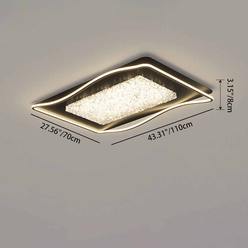 Modern Luxury Iron Aluminum Alloy Acrylic Resin Square Rectangular LED Flush Mount Ceiling Light For Living Room Bedroom