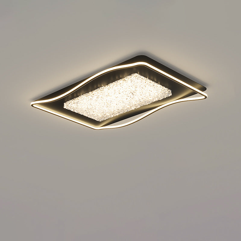 Modern Luxury Iron Aluminum Alloy Acrylic Resin Square Rectangular LED Flush Mount Ceiling Light For Living Room Bedroom