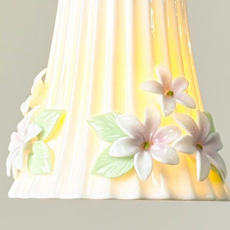 Traditional French Romantic Iron &amp; Ceramic Floral 1-Light Pendant Light For Bedroom &amp; Living Room