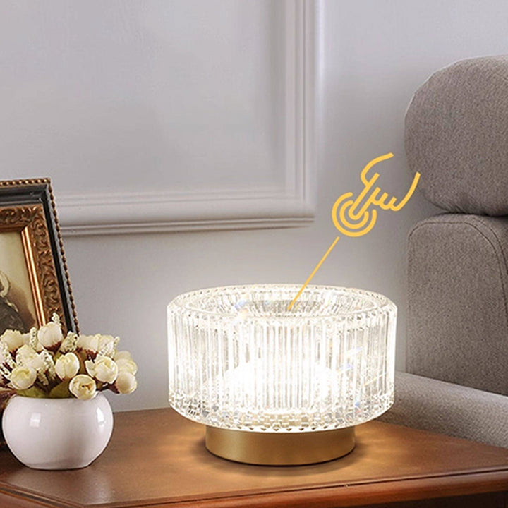 Luxury Aluminum Alloy Glass Table Lamp - Eye-Caring Soft Light Touch Control Ambient Light For Bedroom &amp; Dining