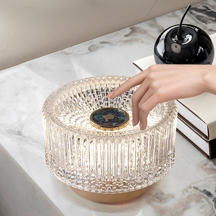Luxury Aluminum Alloy Glass Table Lamp - Eye-Caring Soft Light Touch Control Ambient Light For Bedroom &amp; Dining