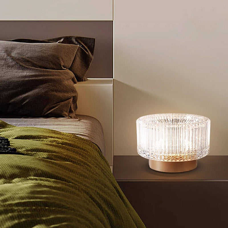 Luxury Aluminum Alloy Glass Table Lamp - Eye-Caring Soft Light Touch Control Ambient Light For Bedroom &amp; Dining