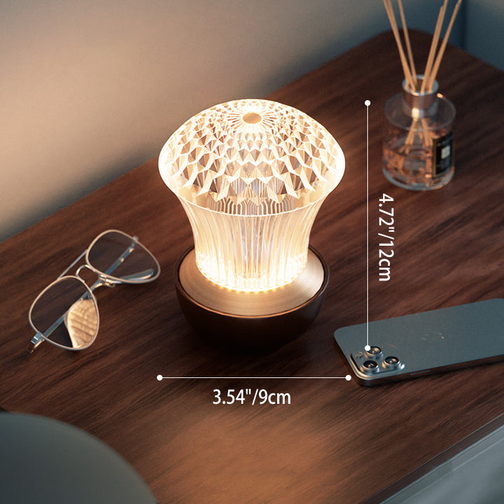 Luxury Diamond Glow Aluminum Alloy Acrylic Table Lamp - Eye-Caring Soft Light USB Rechargeable Ambient Decor For Bedroom &amp; Dining