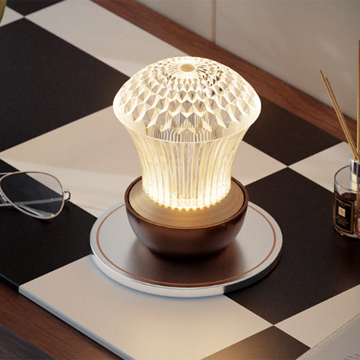 Luxury Diamond Glow Aluminum Alloy Acrylic Table Lamp - Eye-Caring Soft Light USB Rechargeable Ambient Decor For Bedroom &amp; Dining