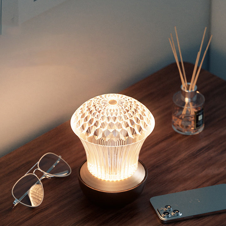 Luxury Diamond Glow Aluminum Alloy Acrylic Table Lamp - Eye-Caring Soft Light USB Rechargeable Ambient Decor For Bedroom &amp; Dining