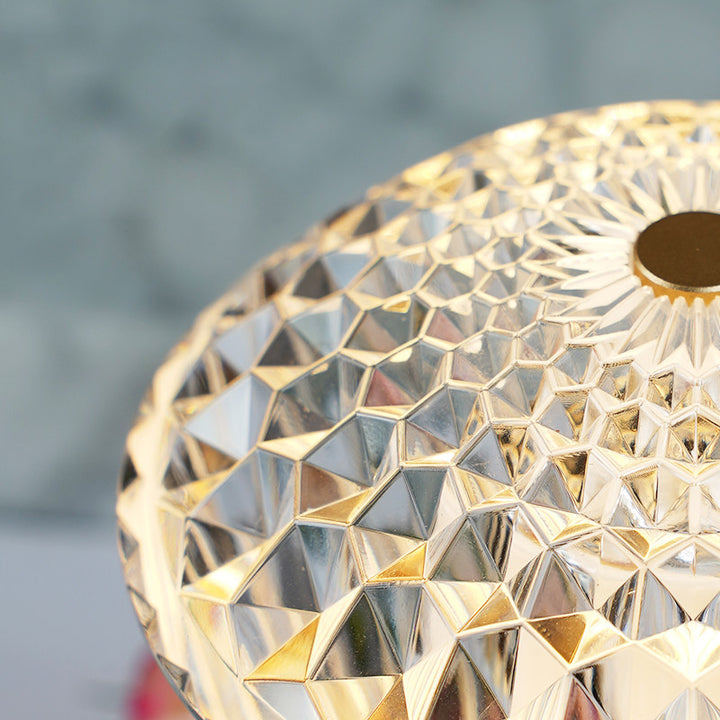 Luxury Diamond Glow Aluminum Alloy Acrylic Table Lamp - Eye-Caring Soft Light USB Rechargeable Ambient Decor For Bedroom &amp; Dining