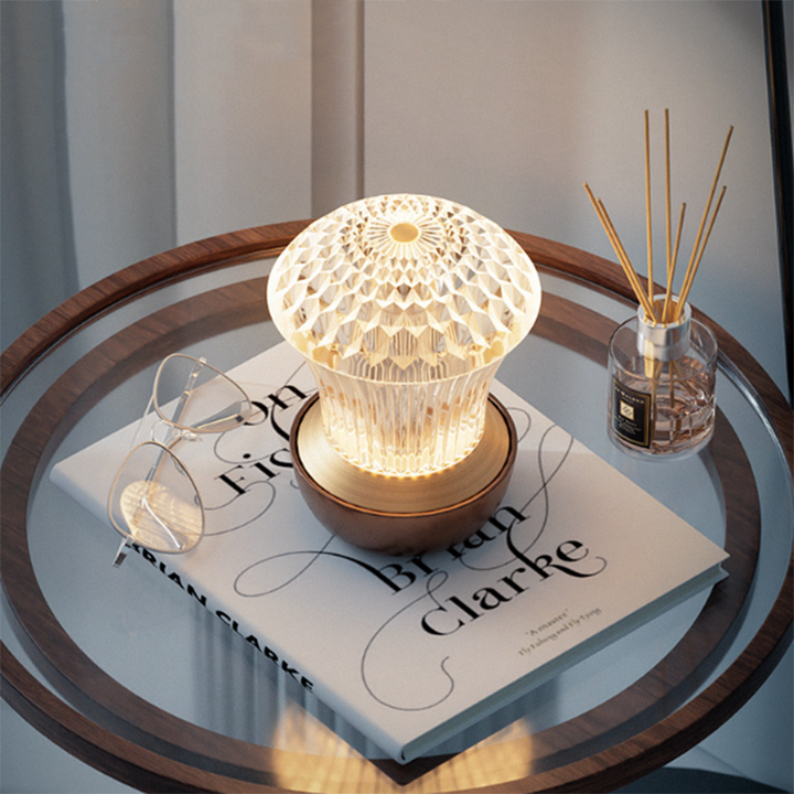 Luxury Diamond Glow Aluminum Alloy Acrylic Table Lamp - Eye-Caring Soft Light USB Rechargeable Ambient Decor For Bedroom &amp; Dining
