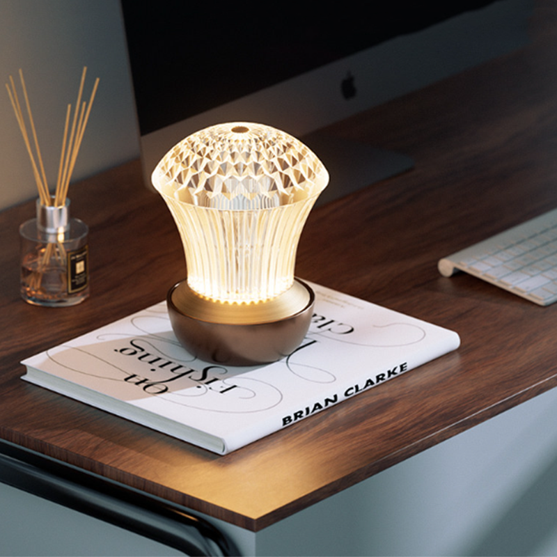 Luxury Diamond Glow Aluminum Alloy Acrylic Table Lamp - Eye-Caring Soft Light USB Rechargeable Ambient Decor For Bedroom &amp; Dining