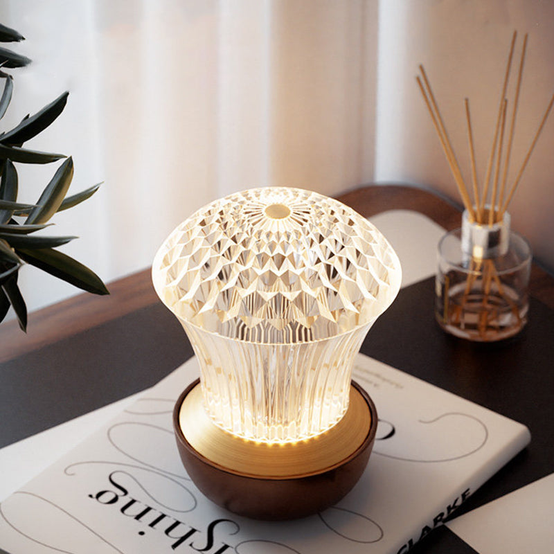 Luxury Diamond Glow Aluminum Alloy Acrylic Table Lamp - Eye-Caring Soft Light USB Rechargeable Ambient Decor For Bedroom &amp; Dining