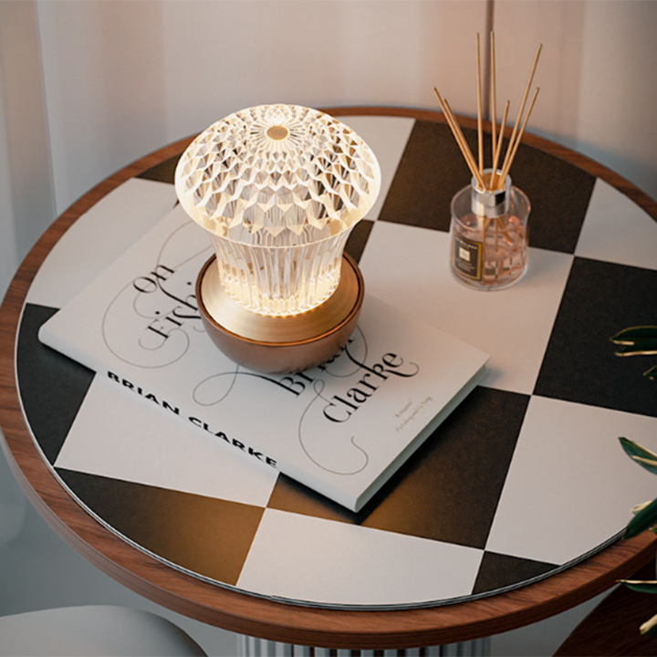 Luxury Diamond Glow Aluminum Alloy Acrylic Table Lamp - Eye-Caring Soft Light USB Rechargeable Ambient Decor For Bedroom &amp; Dining