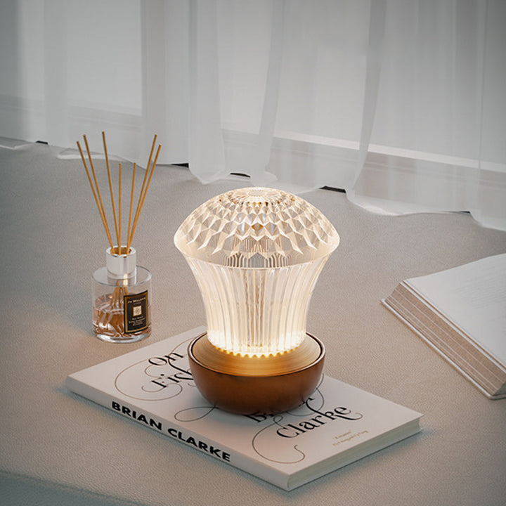 Luxury Diamond Glow Aluminum Alloy Acrylic Table Lamp - Eye-Caring Soft Light USB Rechargeable Ambient Decor For Bedroom &amp; Dining