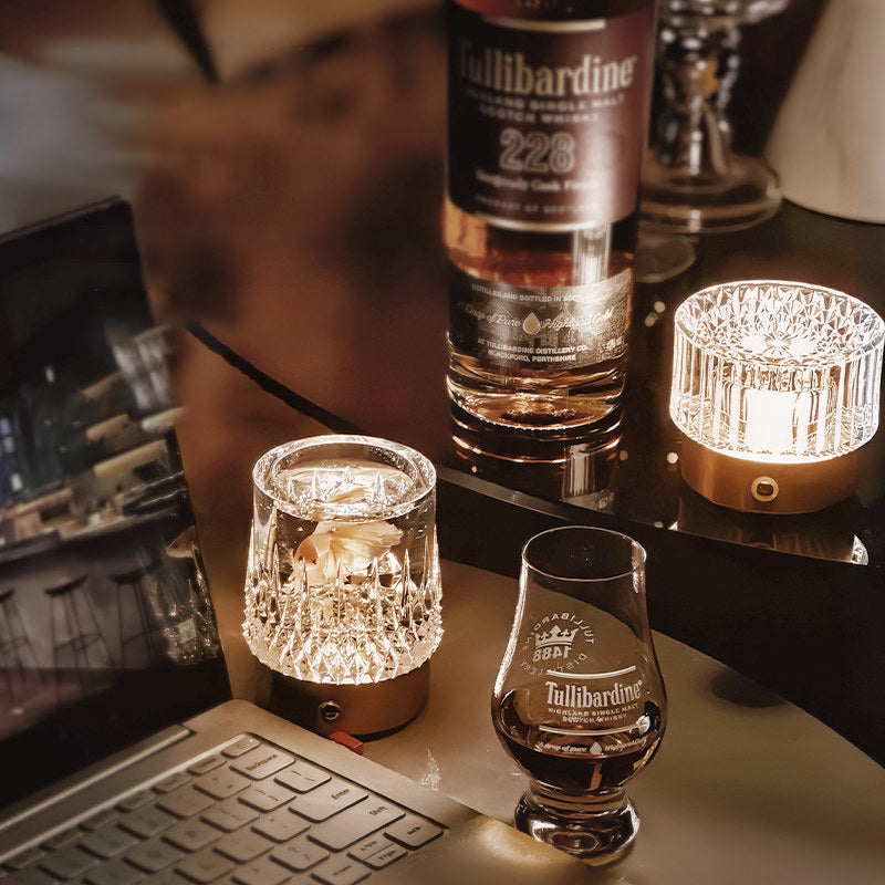 Diamond Glow Luxury Bedside Table Lamp - Acrylic &amp; Aluminum Ambient Night Light Glacier &amp; Warm Sun Collection
