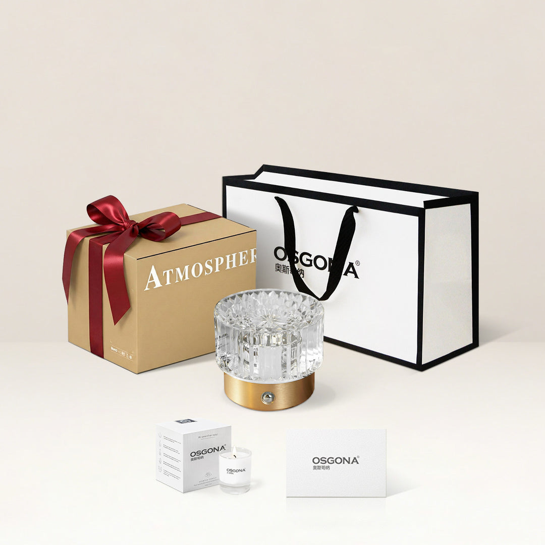 Diamond Glow Luxury Bedside Table Lamp - Acrylic &amp; Aluminum Ambient Night Light Glacier &amp; Warm Sun Collection