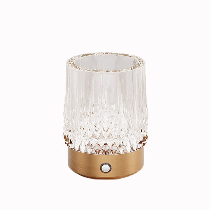 Diamond Glow Luxury Bedside Table Lamp - Acrylic &amp; Aluminum Ambient Night Light Glacier &amp; Warm Sun Collection