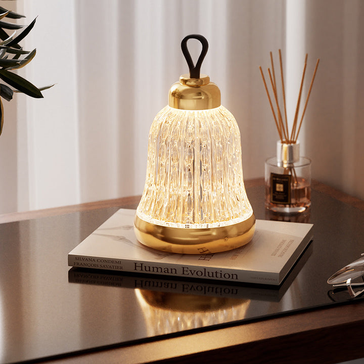 Luxury Bell Designer Table Lamp - Glass &amp; Metal Ambient Night Light Touch Control Elegant Home Décor Gift