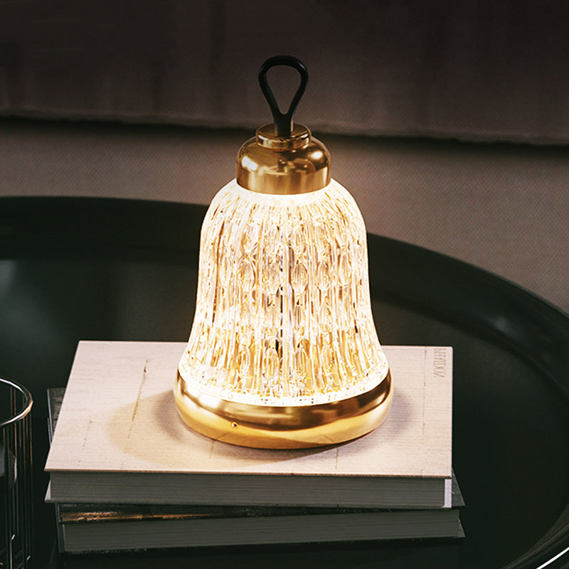 Luxury Bell Designer Table Lamp - Glass &amp; Metal Ambient Night Light Touch Control Elegant Home Décor Gift