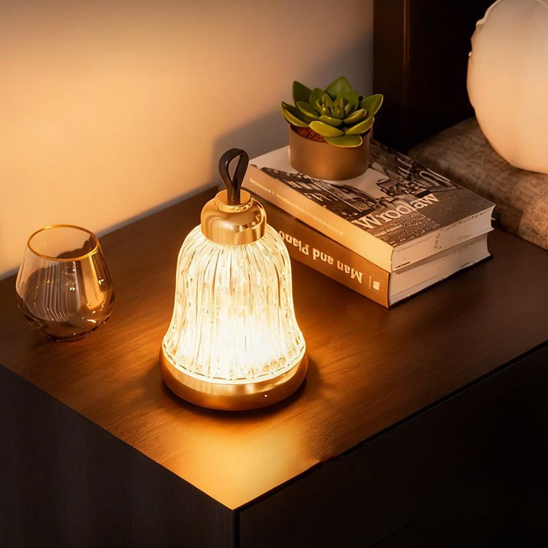 Luxury Bell Designer Table Lamp - Glass &amp; Metal Ambient Night Light Touch Control Elegant Home Décor Gift
