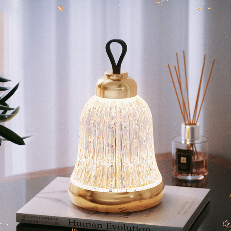 Luxury Bell Designer Table Lamp - Glass &amp; Metal Ambient Night Light Touch Control Elegant Home Décor Gift