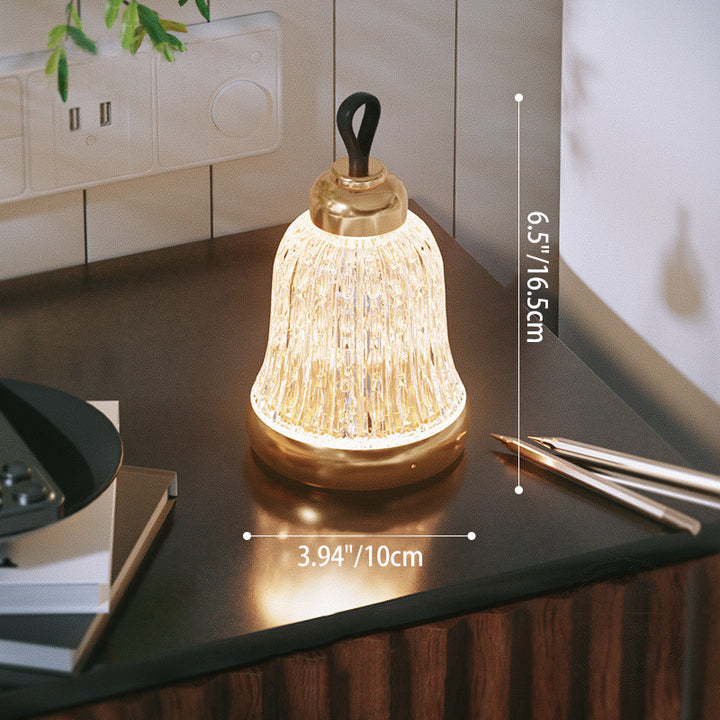 Luxury Bell Designer Table Lamp - Glass &amp; Metal Ambient Night Light Touch Control Elegant Home Décor Gift