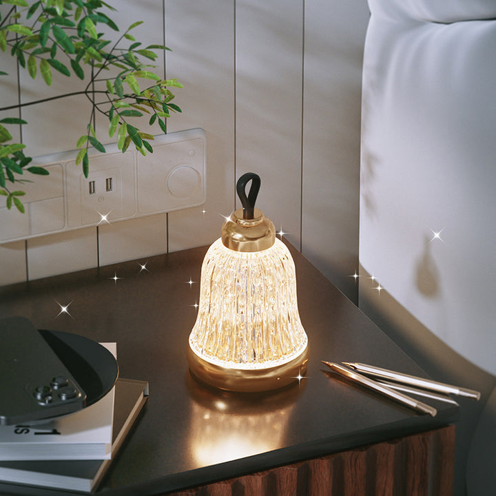 Luxury Bell Designer Table Lamp - Glass &amp; Metal Ambient Night Light Touch Control Elegant Home Décor Gift