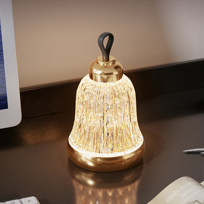 Luxury Bell Designer Table Lamp - Glass &amp; Metal Ambient Night Light Touch Control Elegant Home Décor Gift