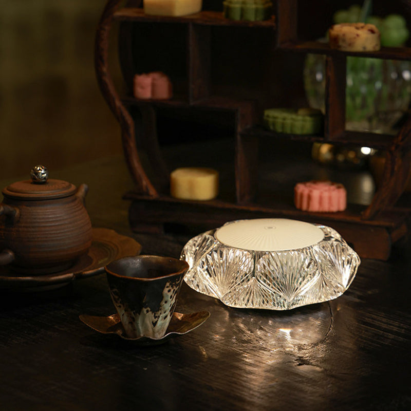 Modern Luxury Table Lamp USB Rechargeable - Glass &amp; PC Touch Dimmable Shell-Inspired Bedside Lamp For Bedroom Tea Room Outdoor