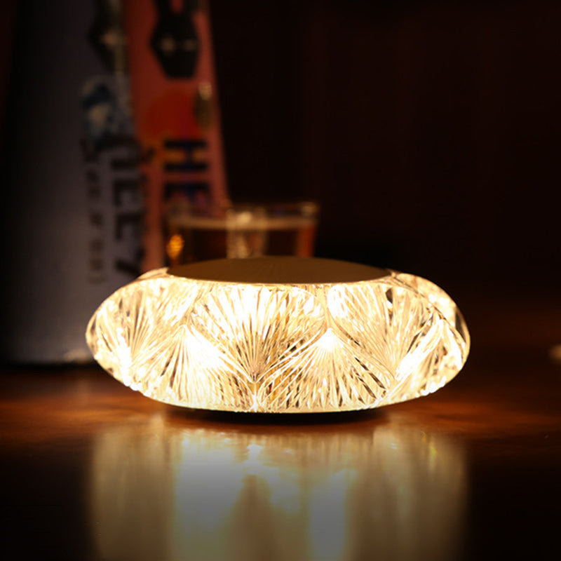 Modern Luxury Table Lamp USB Rechargeable - Glass &amp; PC Touch Dimmable Shell-Inspired Bedside Lamp For Bedroom Tea Room Outdoor