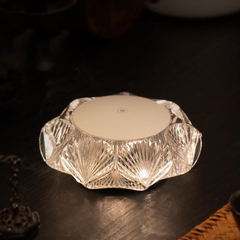 Modern Luxury Table Lamp USB Rechargeable - Glass &amp; PC Touch Dimmable Shell-Inspired Bedside Lamp For Bedroom Tea Room Outdoor