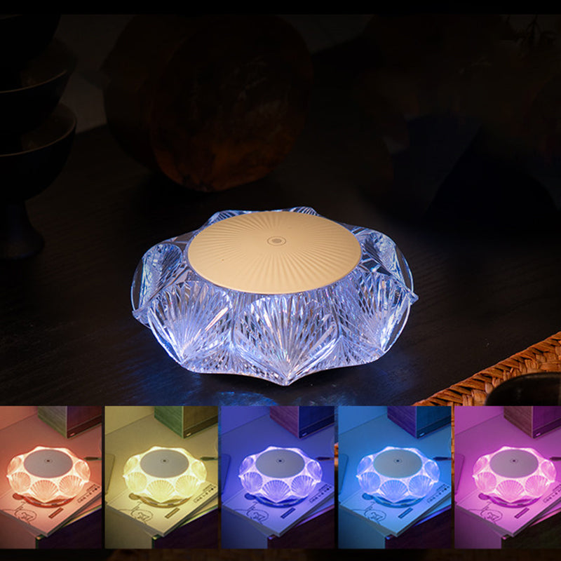 Modern Luxury Table Lamp USB Rechargeable - Glass &amp; PC Touch Dimmable Shell-Inspired Bedside Lamp For Bedroom Tea Room Outdoor