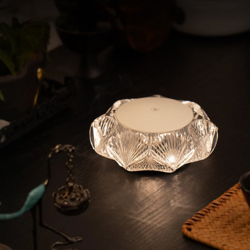 Modern Luxury Table Lamp USB Rechargeable - Glass &amp; PC Touch Dimmable Shell-Inspired Bedside Lamp For Bedroom Tea Room Outdoor