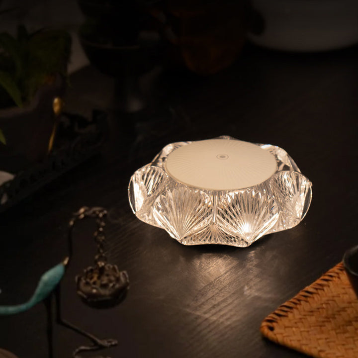 Modern Luxury Table Lamp USB Rechargeable - Glass &amp; PC Touch Dimmable Shell-Inspired Bedside Lamp For Bedroom Tea Room Outdoor