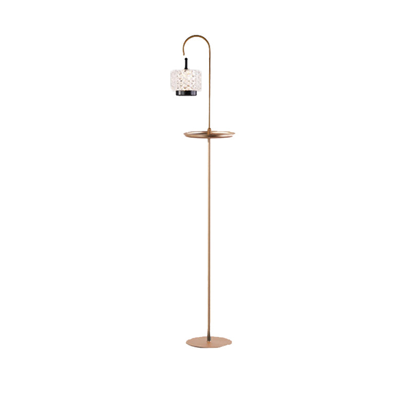 Modern Luxury Aluminum Alloy Iron Acrylic Standing Floor Lamp With Tray - Adjustable Lamp Touch Dimmable Ambient Light For Bedroom Living Room