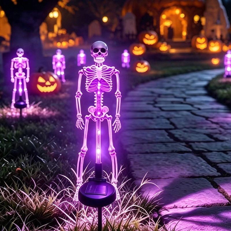 Contemporary Creative Solar Halloween Decor Plastic Skull LED Outdoor Ground Insert Landscape Light For Halloween Yard &amp; Garden