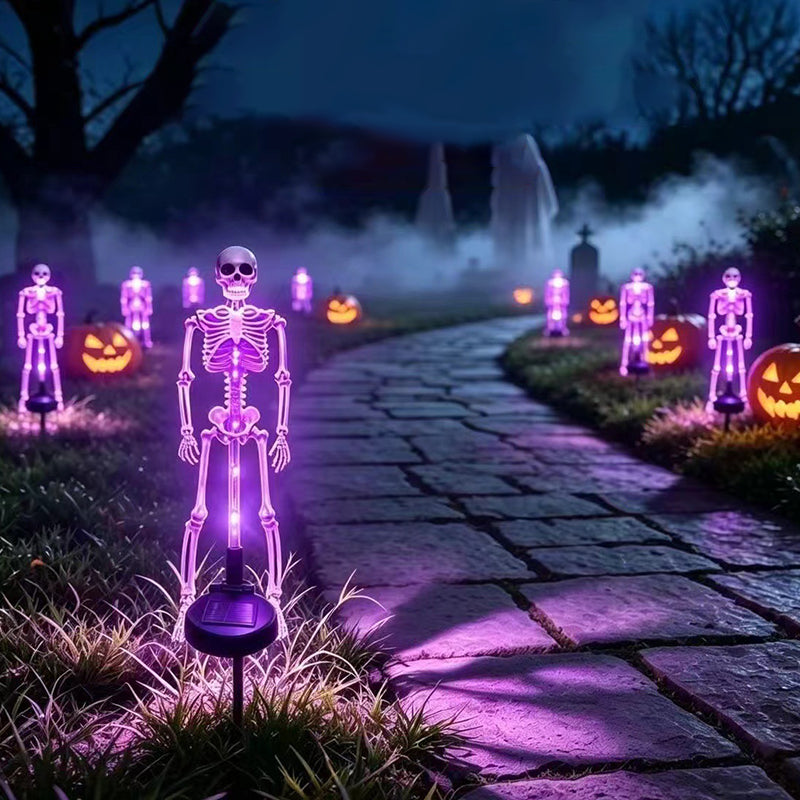 Contemporary Creative Solar Halloween Decor Plastic Skull LED Outdoor Ground Insert Landscape Light For Halloween Yard &amp; Garden