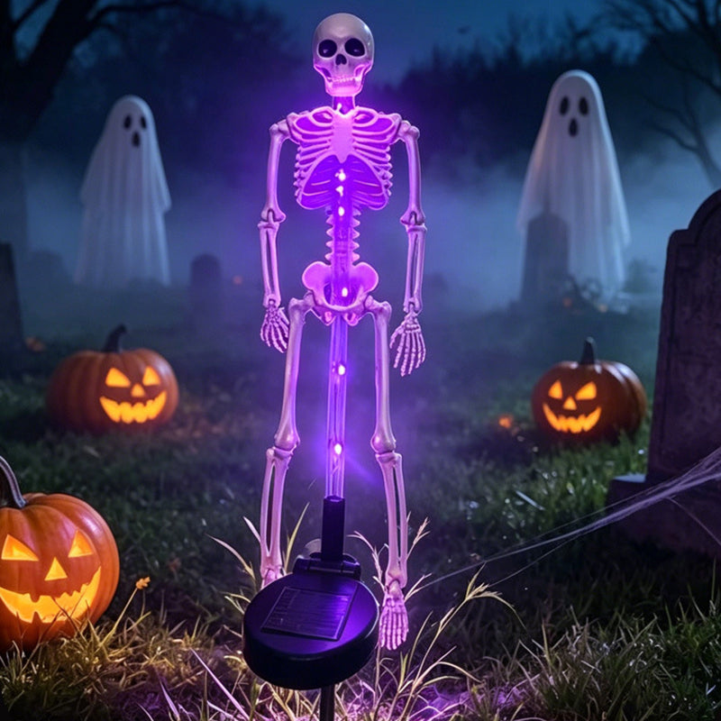Contemporary Creative Solar Halloween Decor Plastic Skull LED Outdoor Ground Insert Landscape Light For Halloween Yard &amp; Garden