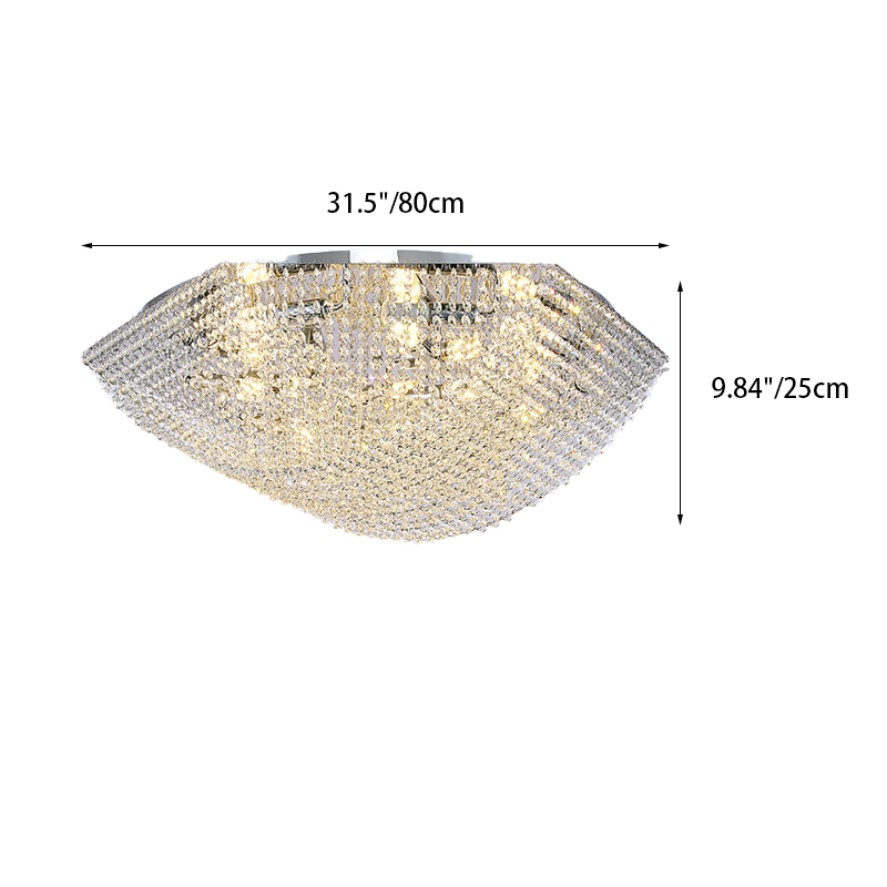 Modern Luxury Crystal Steel Round 4/6/9/12-Light Semi-Flush Mount Ceiling Light Chrome For Living Room Bedroom Dining Room
