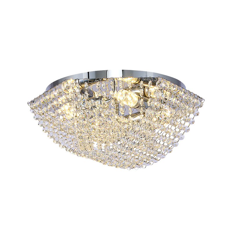 Modern Luxury Crystal Steel Round 4/6/9/12-Light Semi-Flush Mount Ceiling Light Chrome For Living Room Bedroom Dining Room