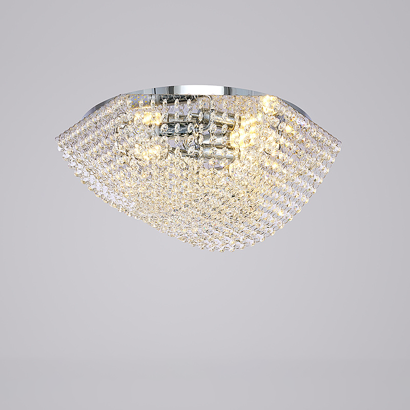 Modern Luxury Crystal Steel Round 4/6/9/12-Light Semi-Flush Mount Ceiling Light Chrome For Living Room Bedroom Dining Room