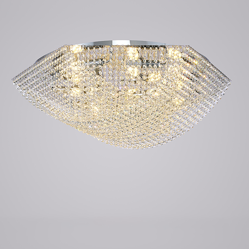 Modern Luxury Crystal Steel Round 4/6/9/12-Light Semi-Flush Mount Ceiling Light Chrome For Living Room Bedroom Dining Room