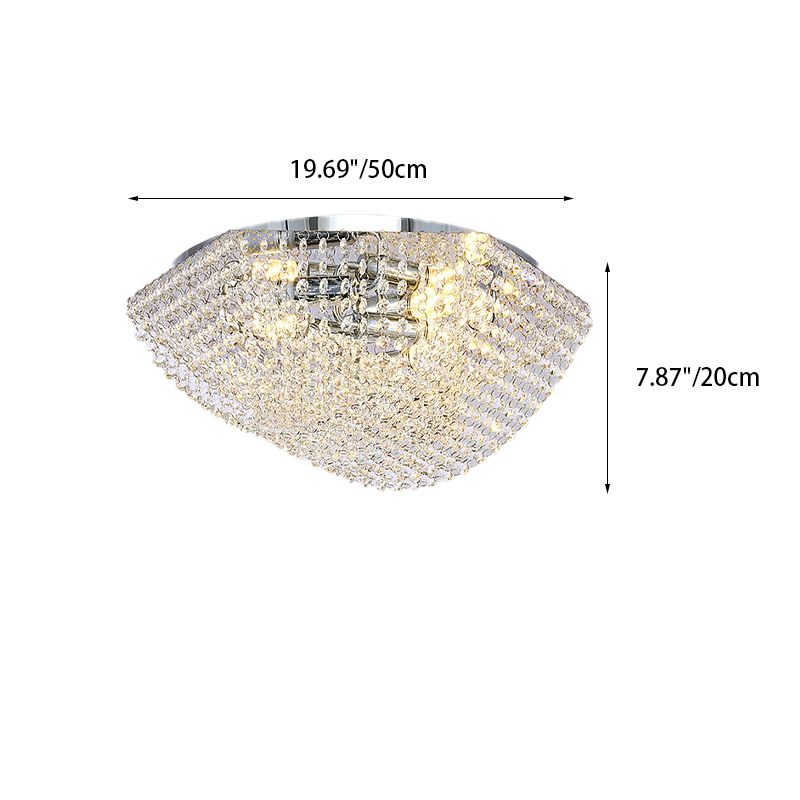 Modern Luxury Crystal Steel Round 4/6/9/12-Light Semi-Flush Mount Ceiling Light Chrome For Living Room Bedroom Dining Room