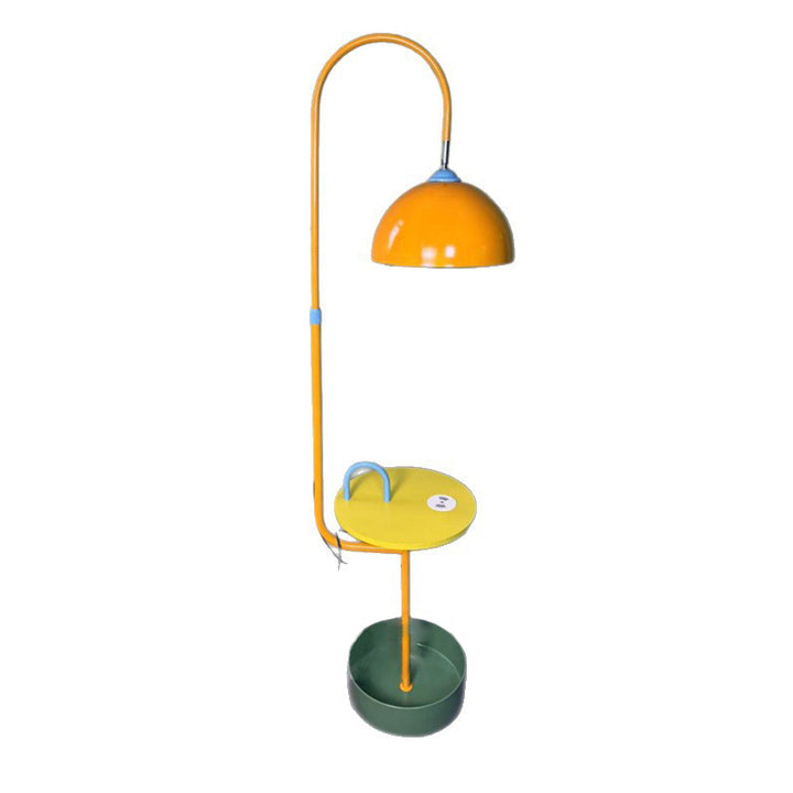 Contemporary Creative Dome Shade Iron Marble 1-Light Standing Floor Lamp With 2/3-Tier Storage For Living Room &amp; Bedroom